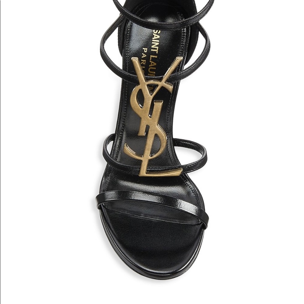 YSL CASSANDRA Black and Gold Sandals